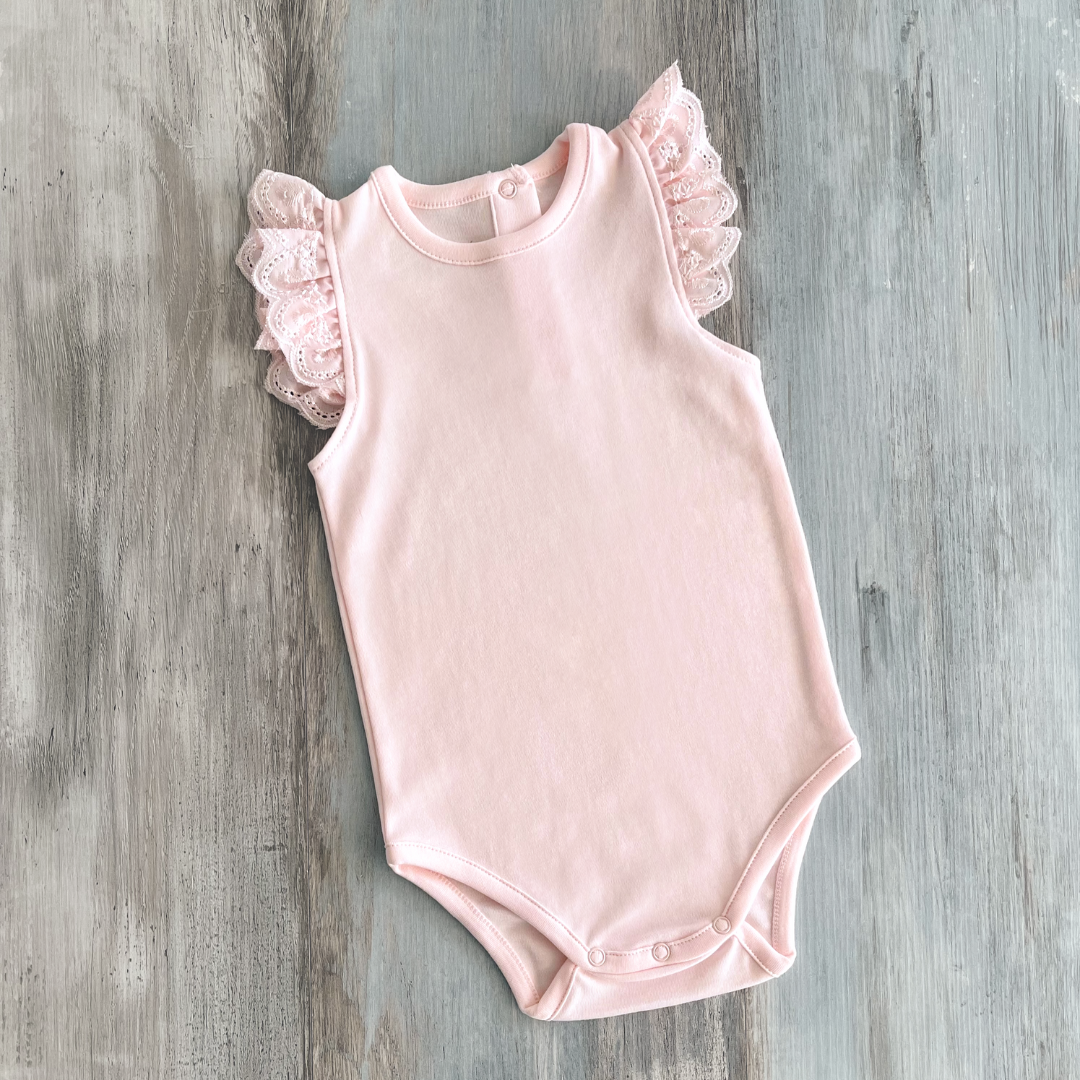 Body Bebé Broderie Rosado Ecobebe - Ropa para bebes en 100% Algodón Orgánico