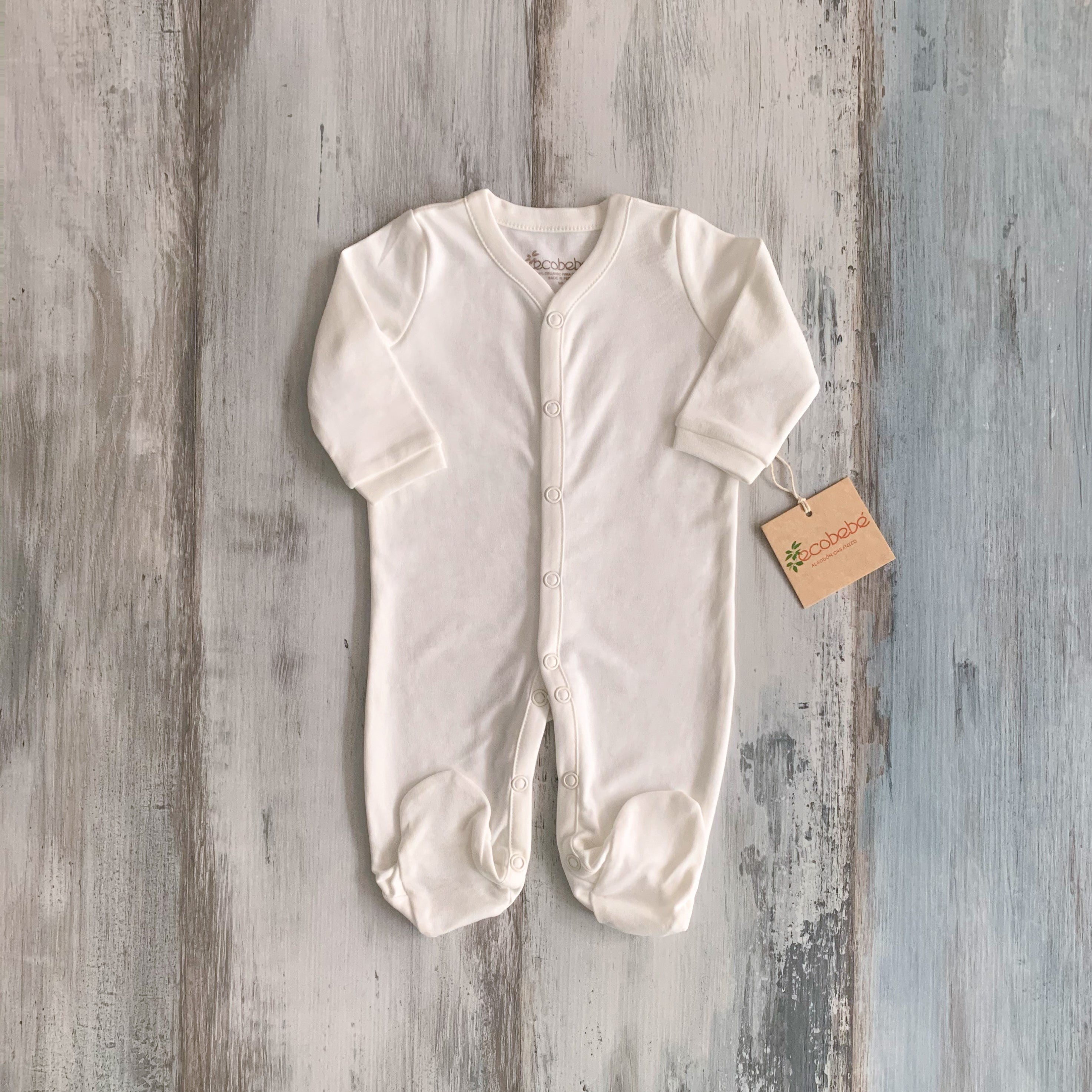 Bebé con enterizo ecowhite algodón orgánico peruano — Ecobebé