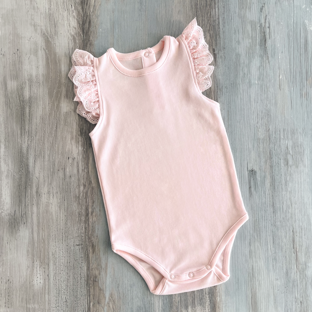 Body Bebé Broderie Rosado Ecobebe - Ropa para bebes en 100% Algodón Orgánico