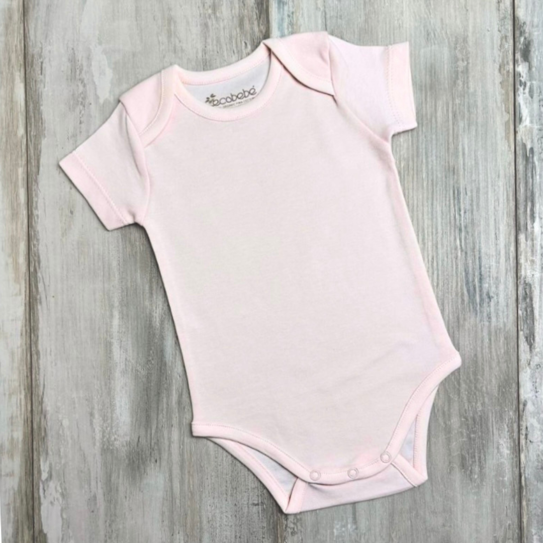 Body Bebé Manga Corta RosadoEcobebe - Ropa para bebes en 100% Algodón Orgánico 