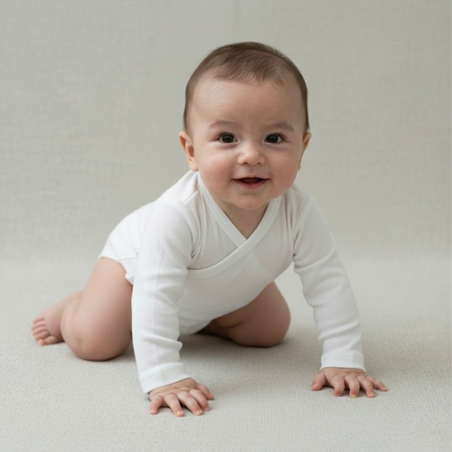 Body bebé kimono blanco ivory en algodón orgánico pima peruano | Ecobebé