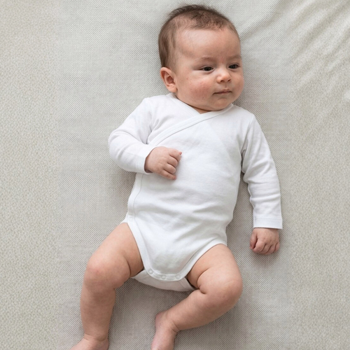 Body bebé kimono blanco ivory en algodón orgánico pima peruano | Ecobebé