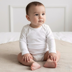 Body bebé manga larga blanco ivory vista lateral | Ecobebé Perú