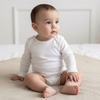 Body bebé manga larga blanco detalle cuello envelope | Ecobebé