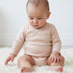 Body bebé kimono caramel en algodón orgánico pima peruano | Ecobebé