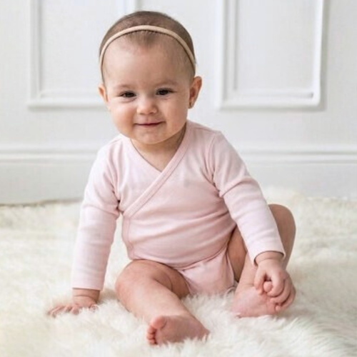 Body bebé kimono rosado en algodón orgánico pima peruano | Ecobebé