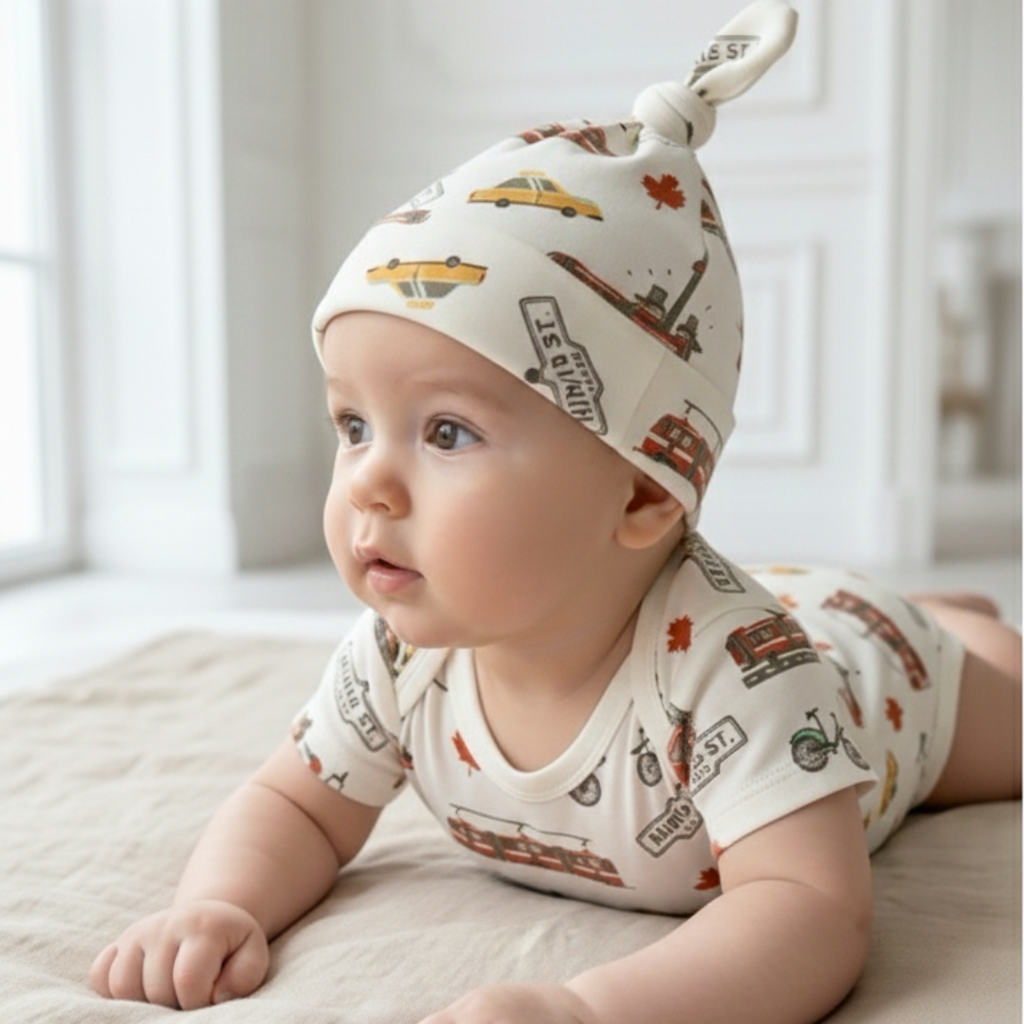 Body manga corta bebé con gorro knot orgánico — Ecobebé Lima