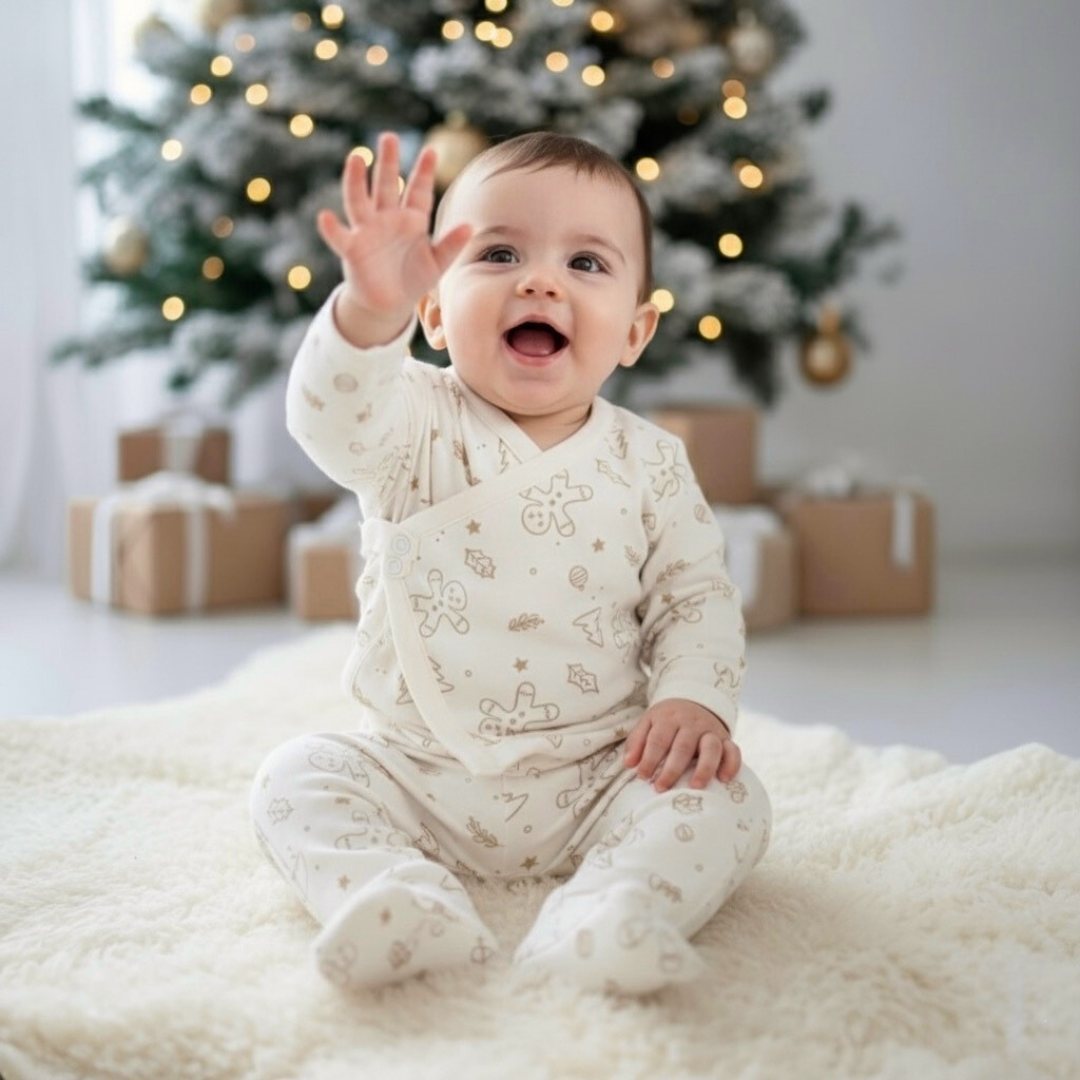 Chaqueta bebé navidad ginger cookies en algodón orgánico pima peruano | Ecobebé