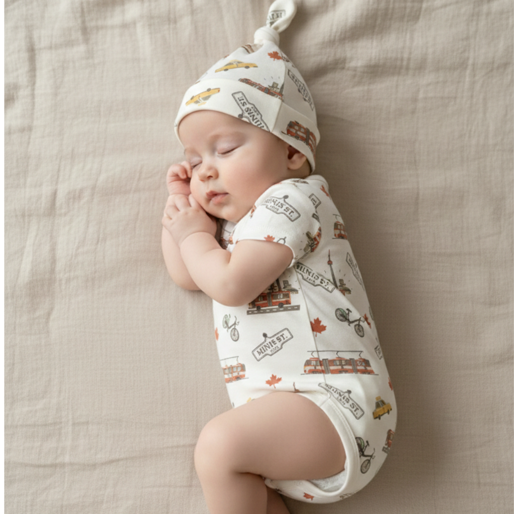 Conjunto recién nacido body y gorro knot ecowhite — Ecobebé Perú