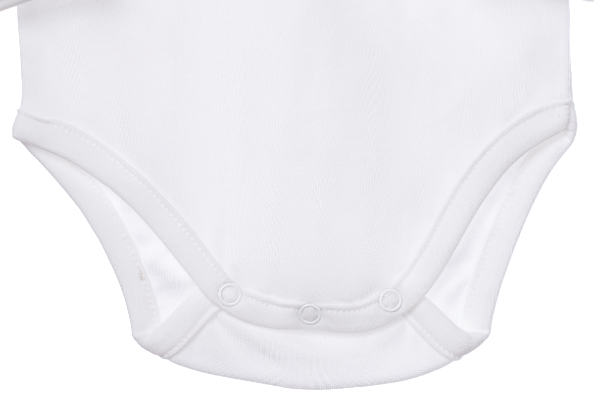 Detalle body bebé blanco en algodón orgánico pima peruano | Ecobebé