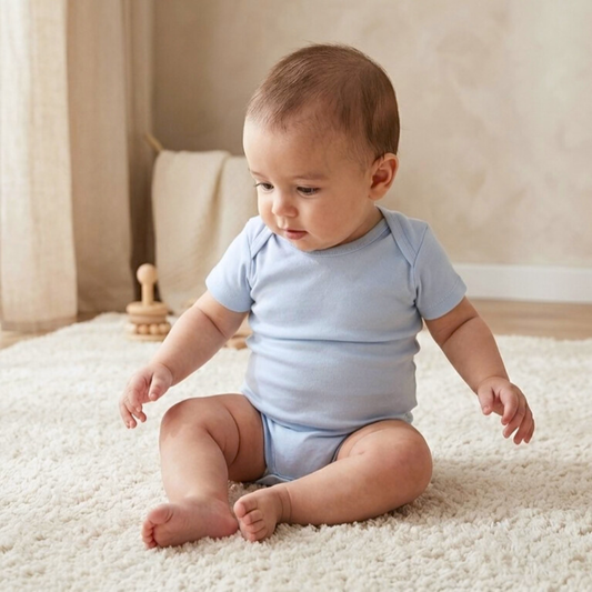 Body Bebé Manga Corta - Sky Blue (100% Algodón Orgánico)