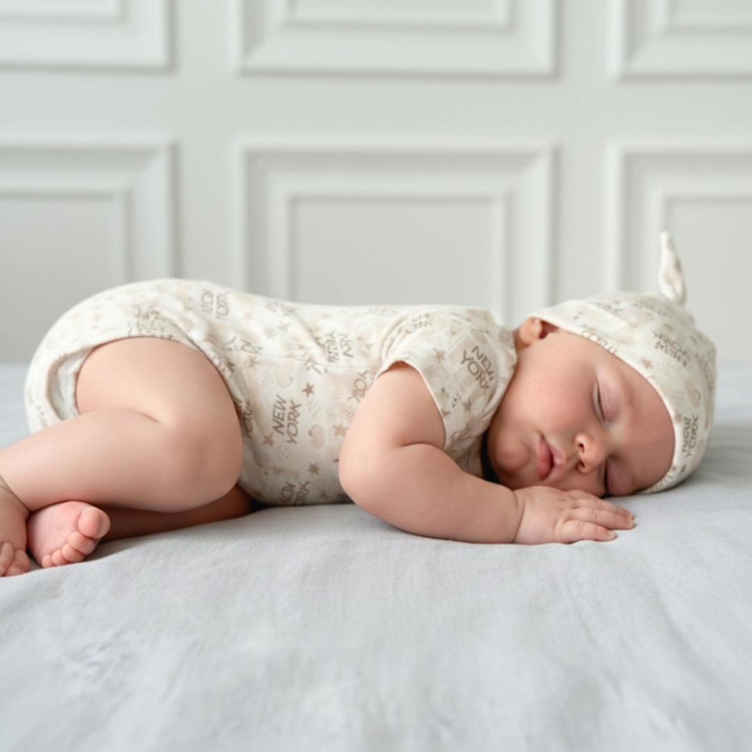 Set New York Dream – Body + Gorrito Knot (100% Algodón Orgánico)