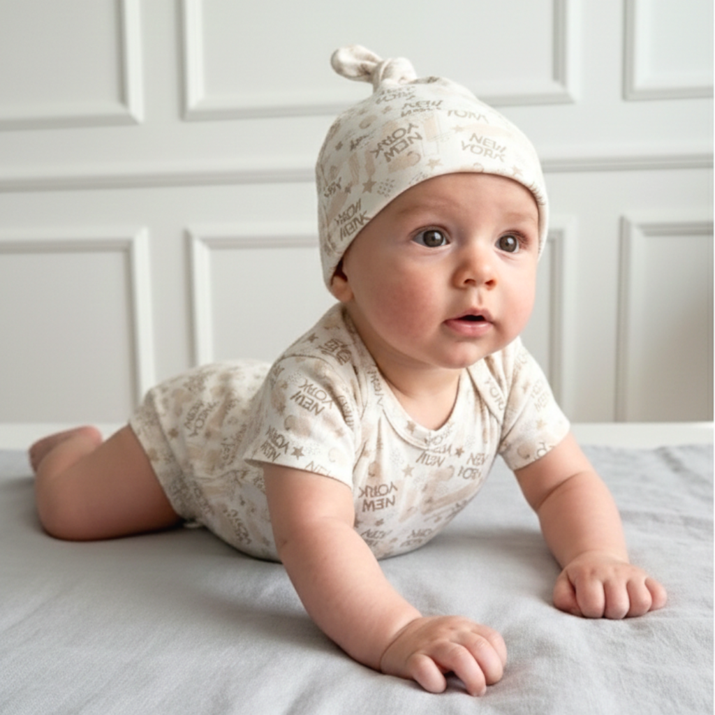 Set New York Dream – Body + Gorrito Knot (100% Algodón Orgánico)