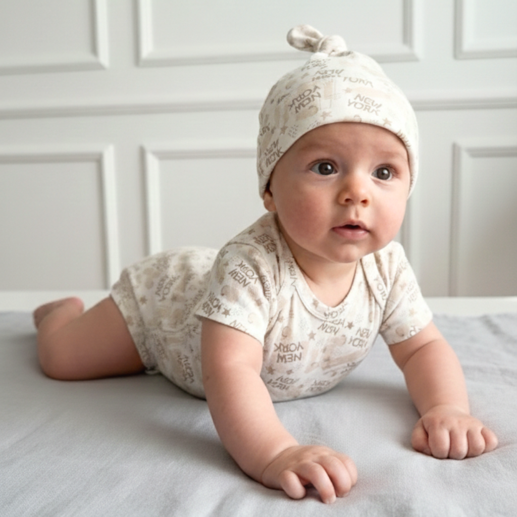 Set New York Dream – Body + Gorrito Knot (100% Algodón Orgánico)
