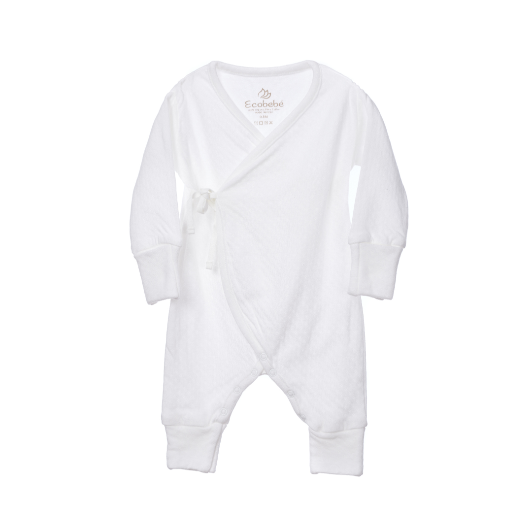 Enterizo Bebé Kimono Pointelle - Ecowhite (100% Algodón Orgánico)