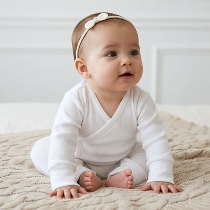 Enterizo Bebé Kimono Pointelle - Ecowhite (100% Algodón Orgánico)