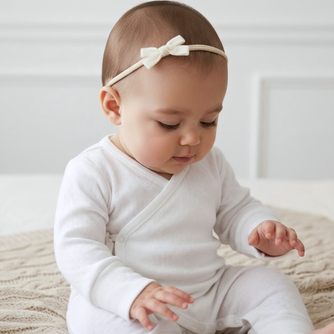 Enterizo Bebé Kimono Pointelle - Ecowhite (100% Algodón Orgánico)