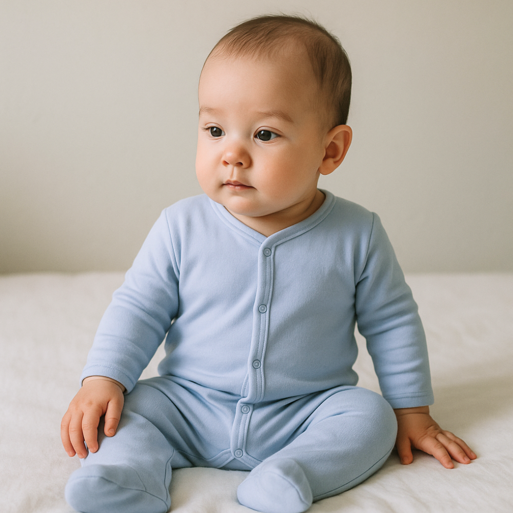 Enterizo Bebe Celeste – Algodon Organico | Ecobebe – Ropa para Bebes
