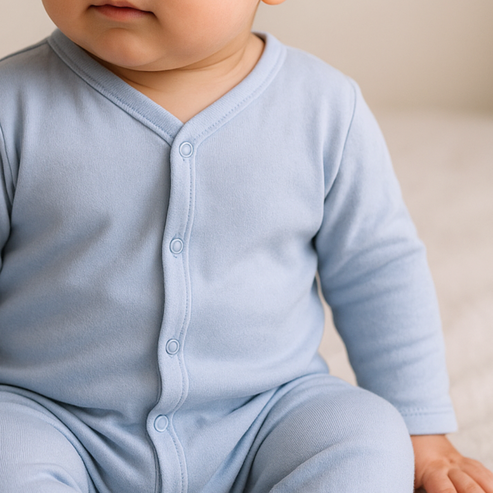 Enterizo Bebe Celeste – Algodon Organico | Ecobebe – Ropa para Bebes 1