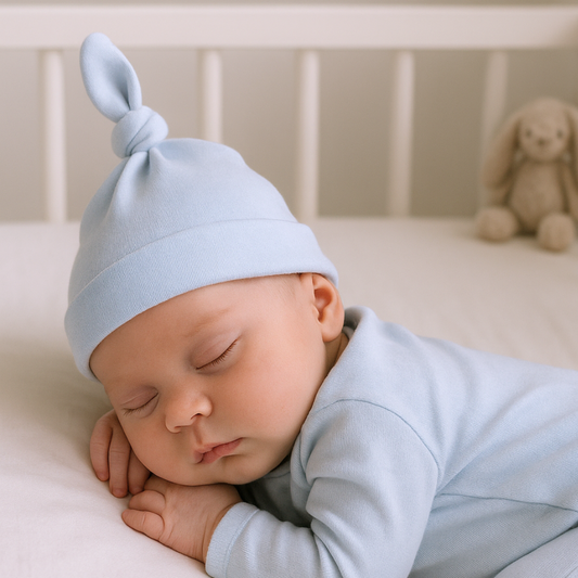 Gorro Bebe Celeste – Algodon Organico | Ecobebe – Ropa para Bebes