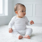 Pantalón bebé puño convertible blanco en algodón orgánico pima | Ecobebé