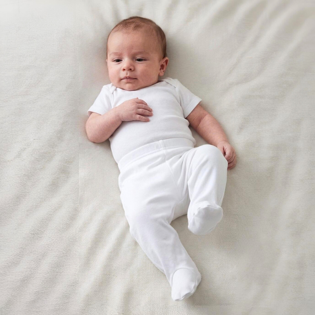 Pantalón Bebé Con Pie - Ecowhite (100% Algodón Orgánico)