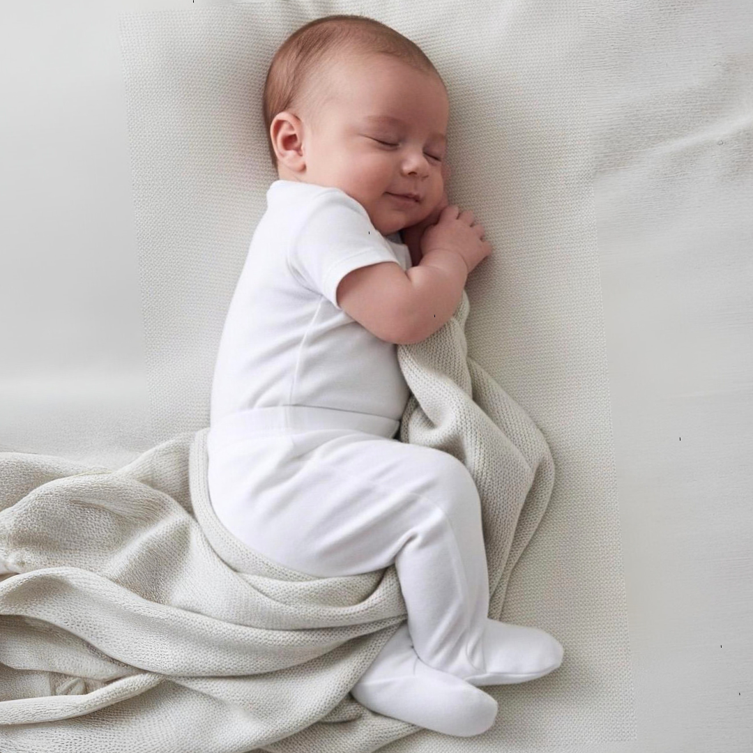 Pantalón Bebé Con Pie - Ecowhite (100% Algodón Orgánico)