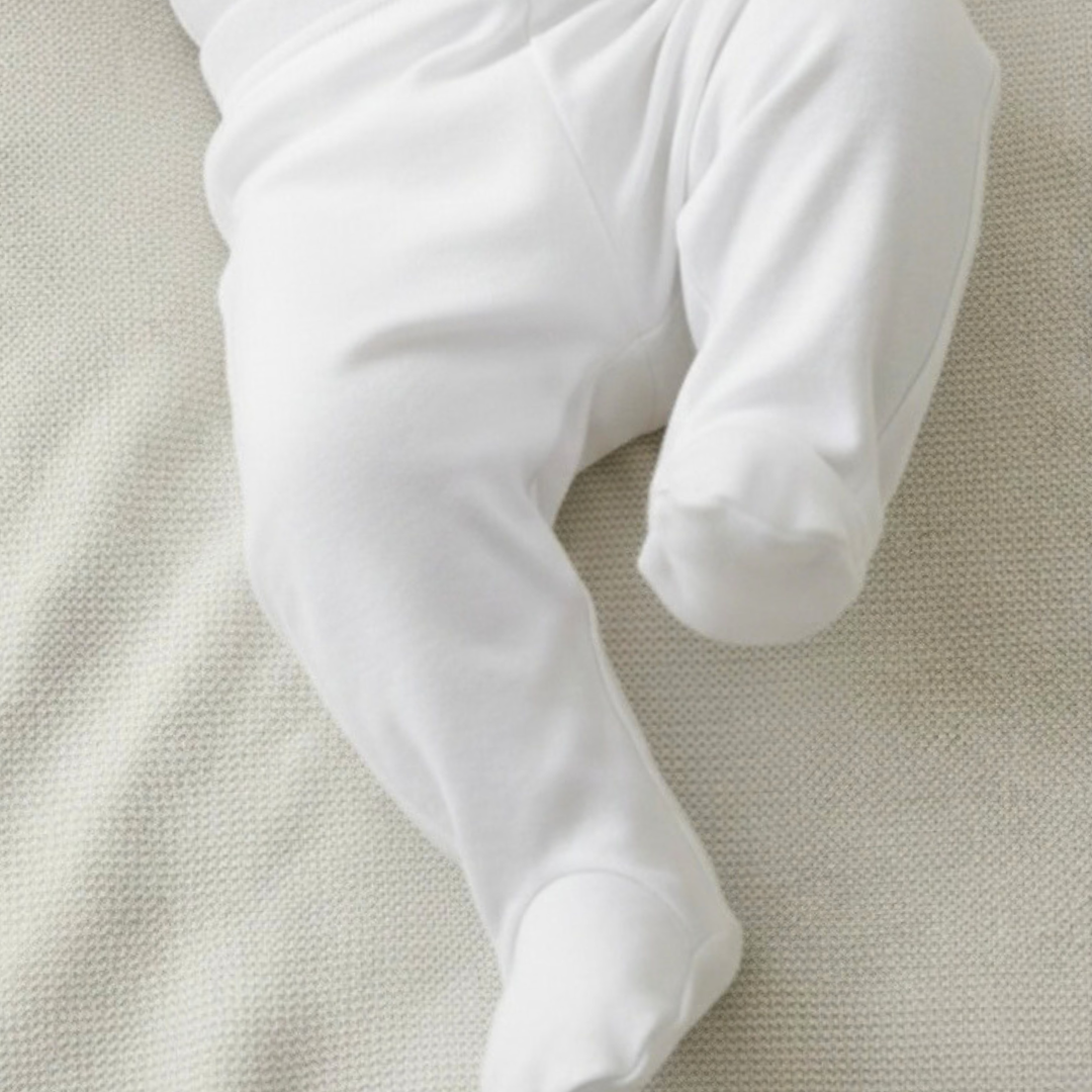Pantalón Bebé Con Pie - Ecowhite (100% Algodón Orgánico)