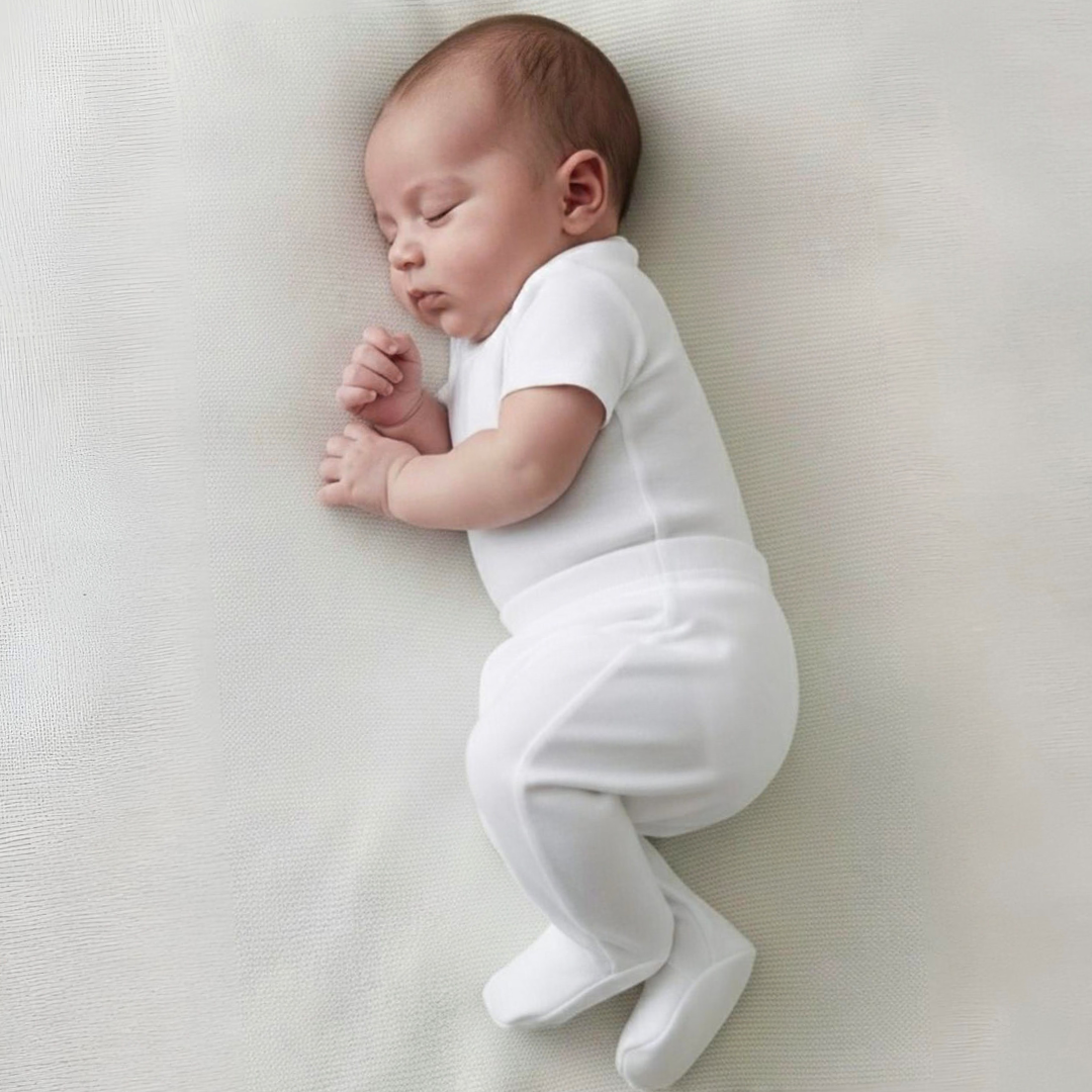 Pantalón Bebé Con Pie - Ecowhite (100% Algodón Orgánico)