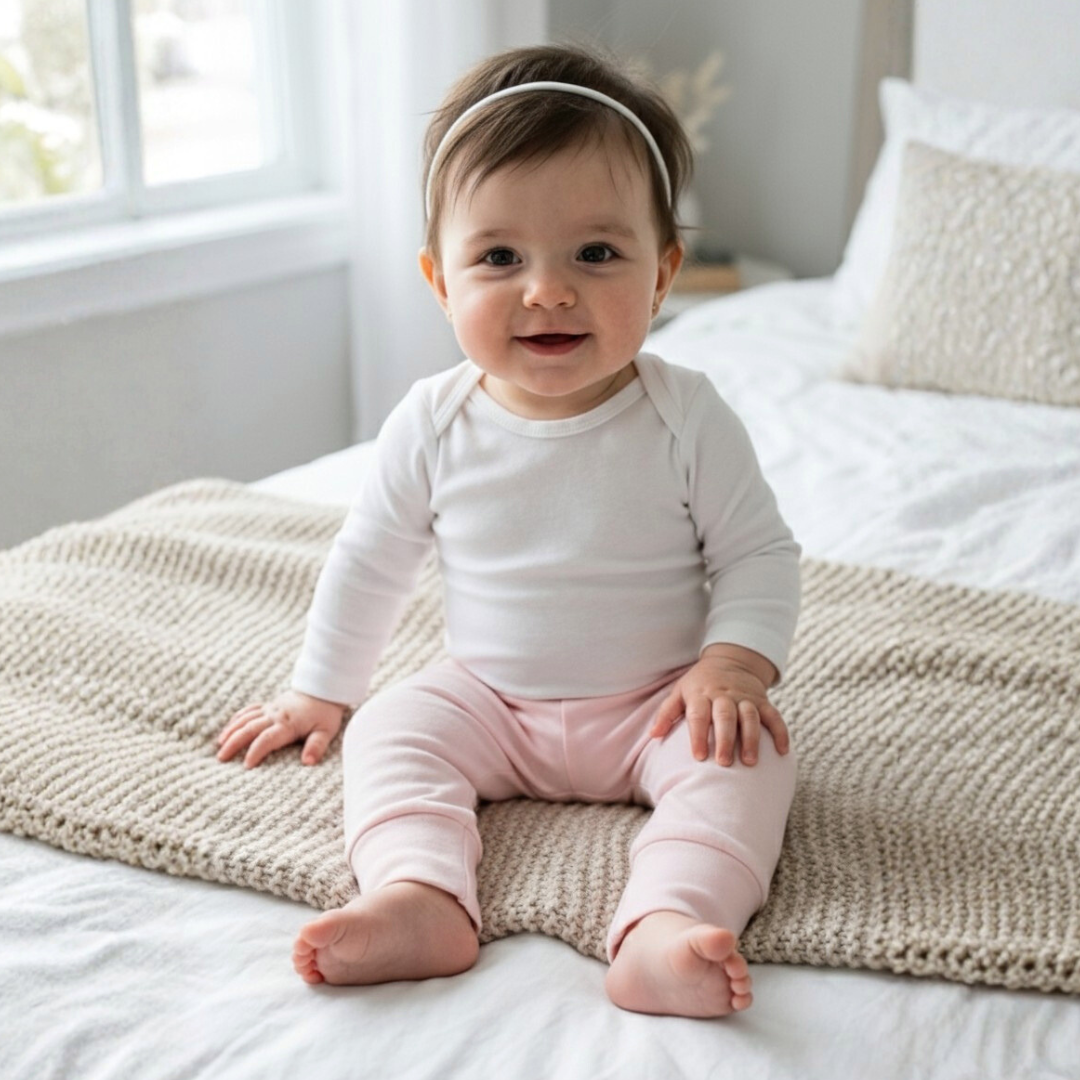 Pantalón Bebé Puño Convertible - Rosado (100% Algodón Orgánico)