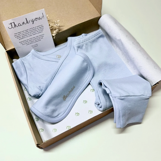 Regalo Bebé Baby Shower Celeste Ecobebe Algodon Organico