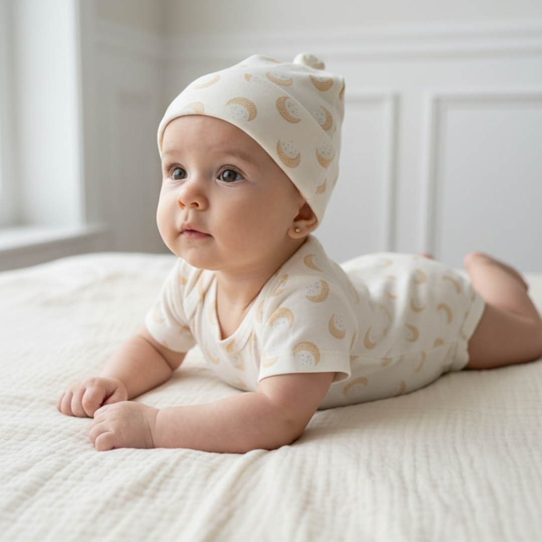Set Moon Calm – Body + Gorrito Knot (100% Algodón Orgánico)